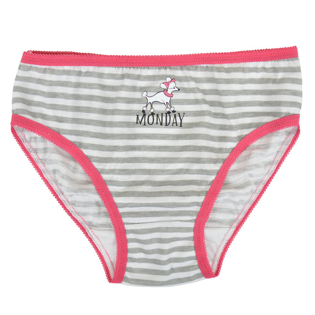 White-Pink-Grey - Back - Tom Franks Kids Girls Weekday Briefs (Pack Of 7)
