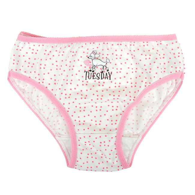 White-Pink-Grey - Side - Tom Franks Kids Girls Weekday Briefs (Pack Of 7)