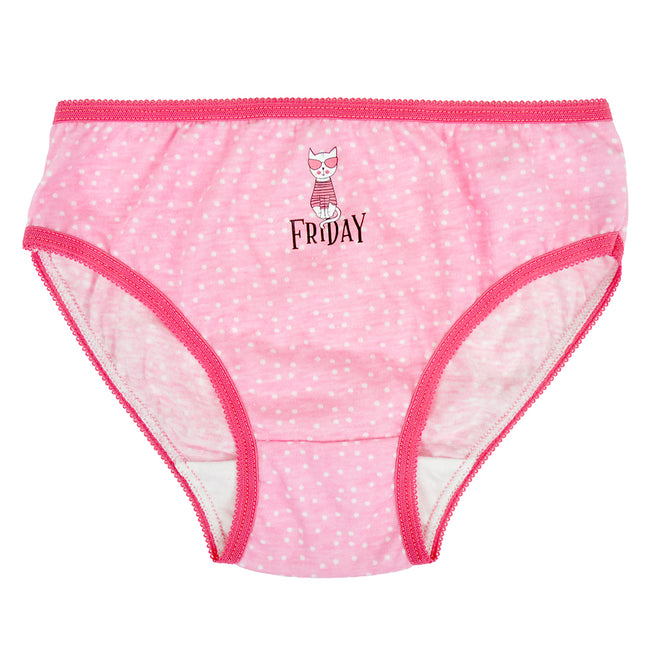 White-Pink-Grey - Close up - Tom Franks Kids Girls Weekday Briefs (Pack Of 7)