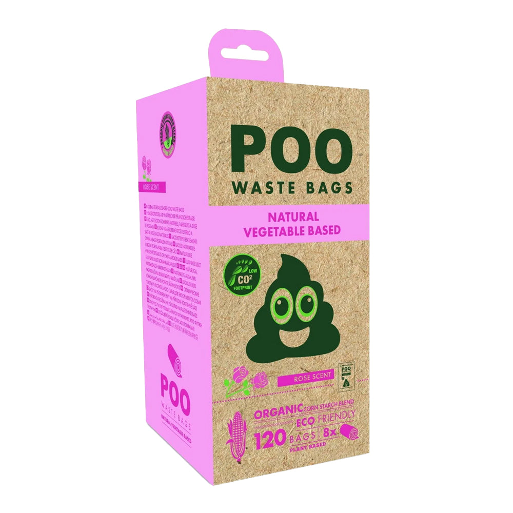 Pink - Back - M-Pets Rose Dog Poop Bags (Pack of 120)