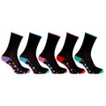 Black-Assorted Coloured Spots - Front - CottoniQue Womens-Ladies Coloured Patterned Socks (Pack Of 5)