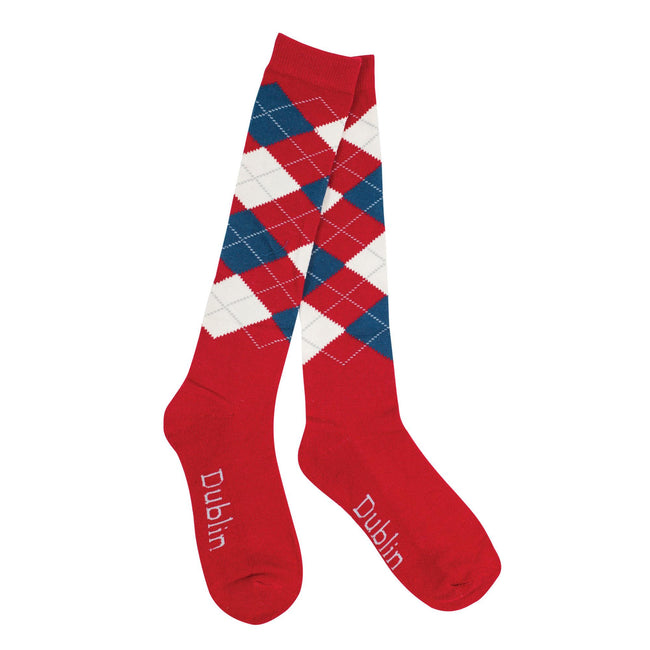 Red-Navy-White - Back - Dublin Unisex Argyle Socks