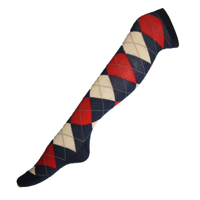 Red-Navy-White - Side - Dublin Unisex Argyle Socks