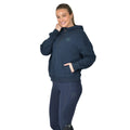 Navy - Side - Dublin Womens-Ladies Hooded Quarter Zip Fleece Top