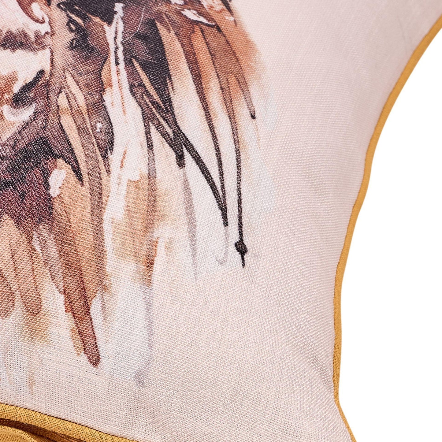 White - Pack Shot - Meg Hawkins Square Cushion with Wooden Buttons - Highland Cow