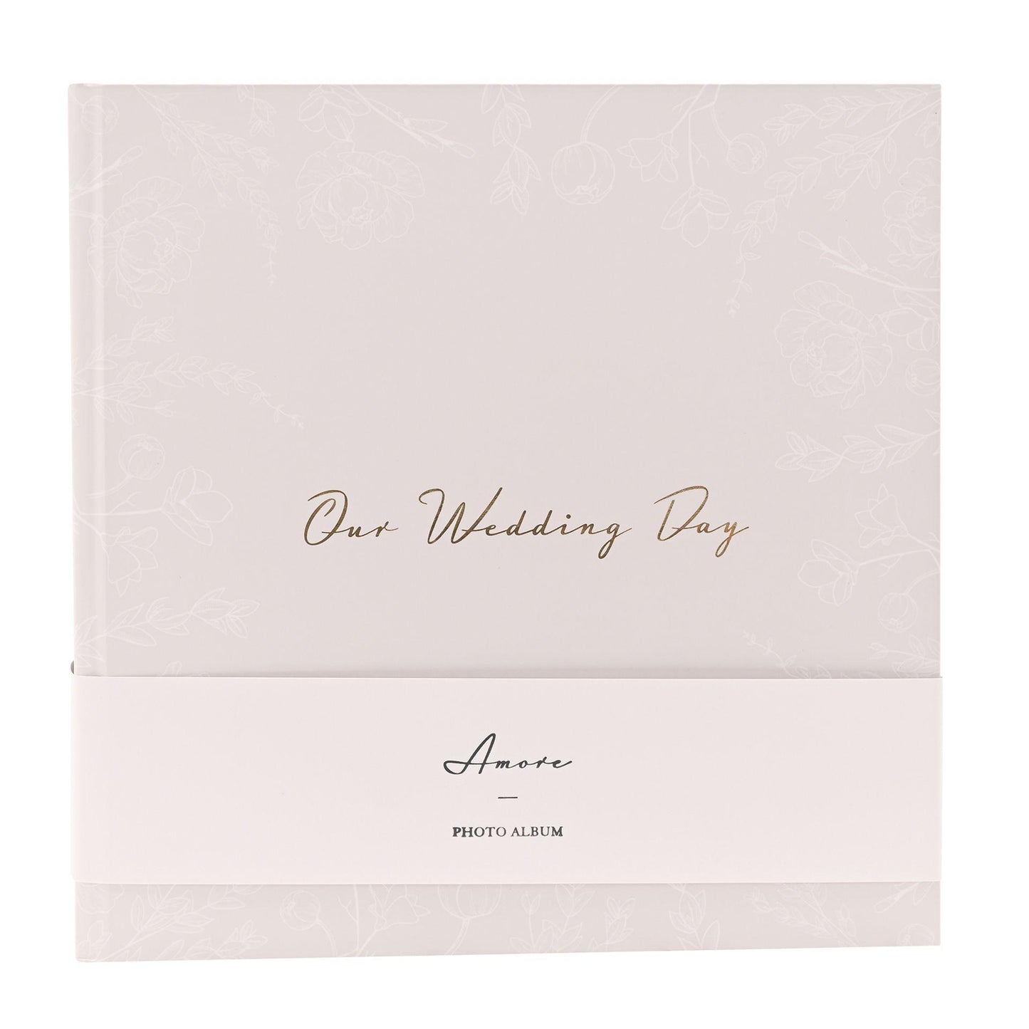 Grey - Close up - Our Wedding Day' Grey Floral Photo Album 5 x 7 50 pages