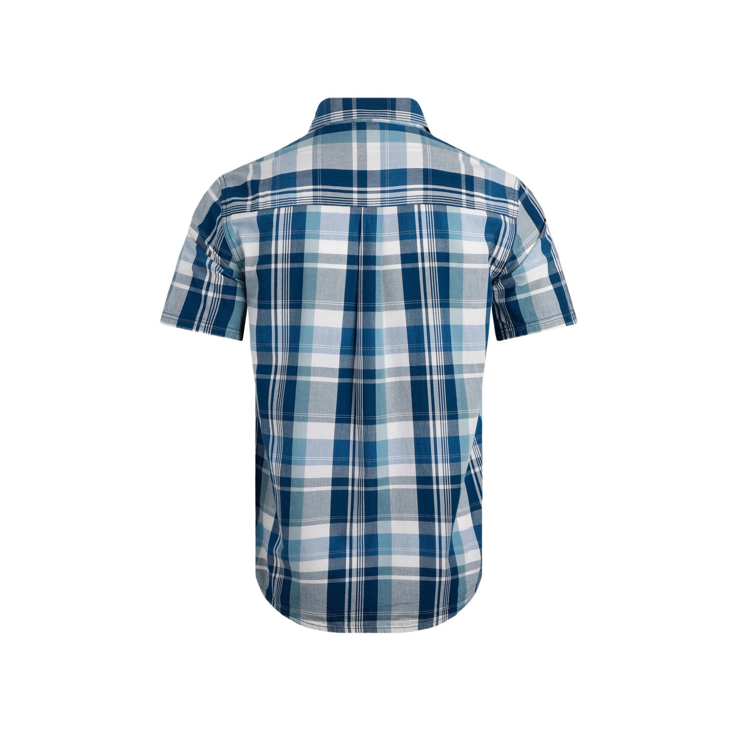 Blue - Back - Weird Fish Mens Judd Checked Organic Cotton Short-Sleeved Shirt