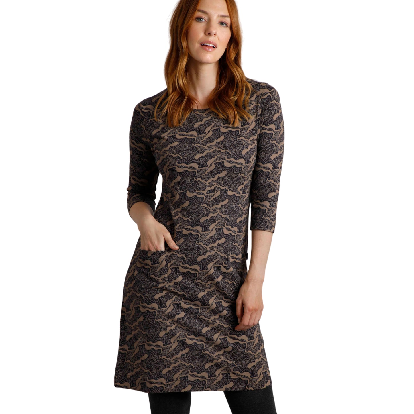 Tan - Side - Weird Fish Womens-Ladies Starshine Abstract Organic Cotton Dress