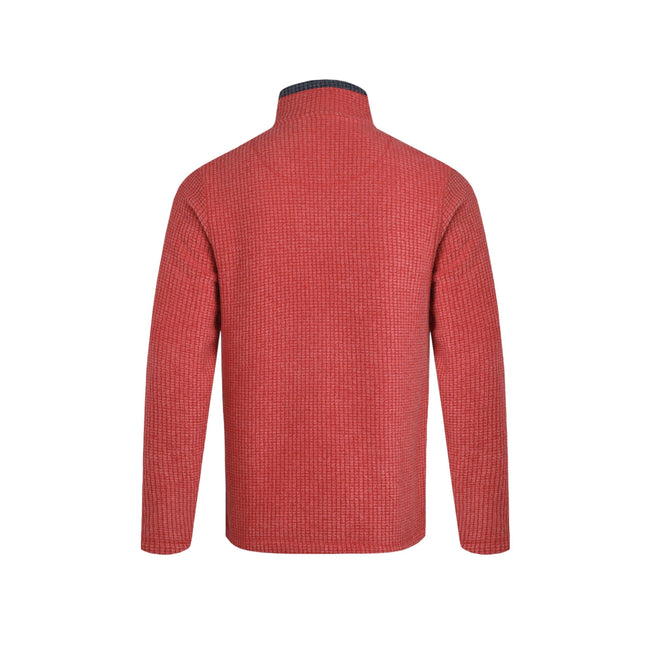 Barberry Red Marl - Back - Weird Fish Mens Newark Grid Eco Friendly Quarter Zip Fleece Top