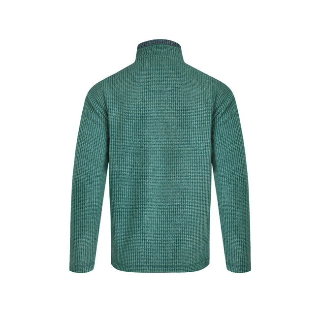 Leaf Green - Back - Weird Fish Mens Newark Grid Eco Friendly Quarter Zip Fleece Top