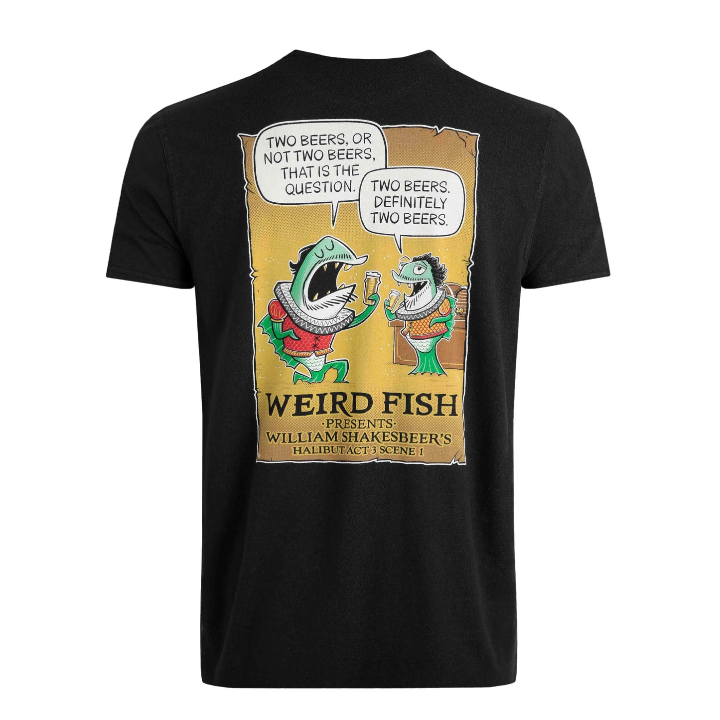 Black - Back - Weird Fish Mens Two Beers Back Print Marble Wash T-Shirt