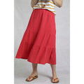 Crimson - Pack Shot - Weird Fish Womens-Ladies Lathika Tiered Organic Cotton Midi Skirt