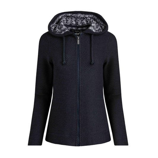 Navy - Front - Weird Fish Womens-Ladies Chicoa Macaroni Full Zip Hoodie