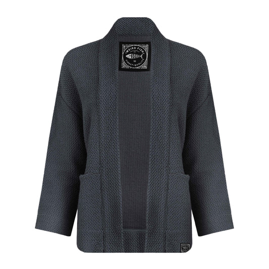 Navy - Front - Weird Fish Womens-Ladies Santosh Macaroni Cropped Cardigan