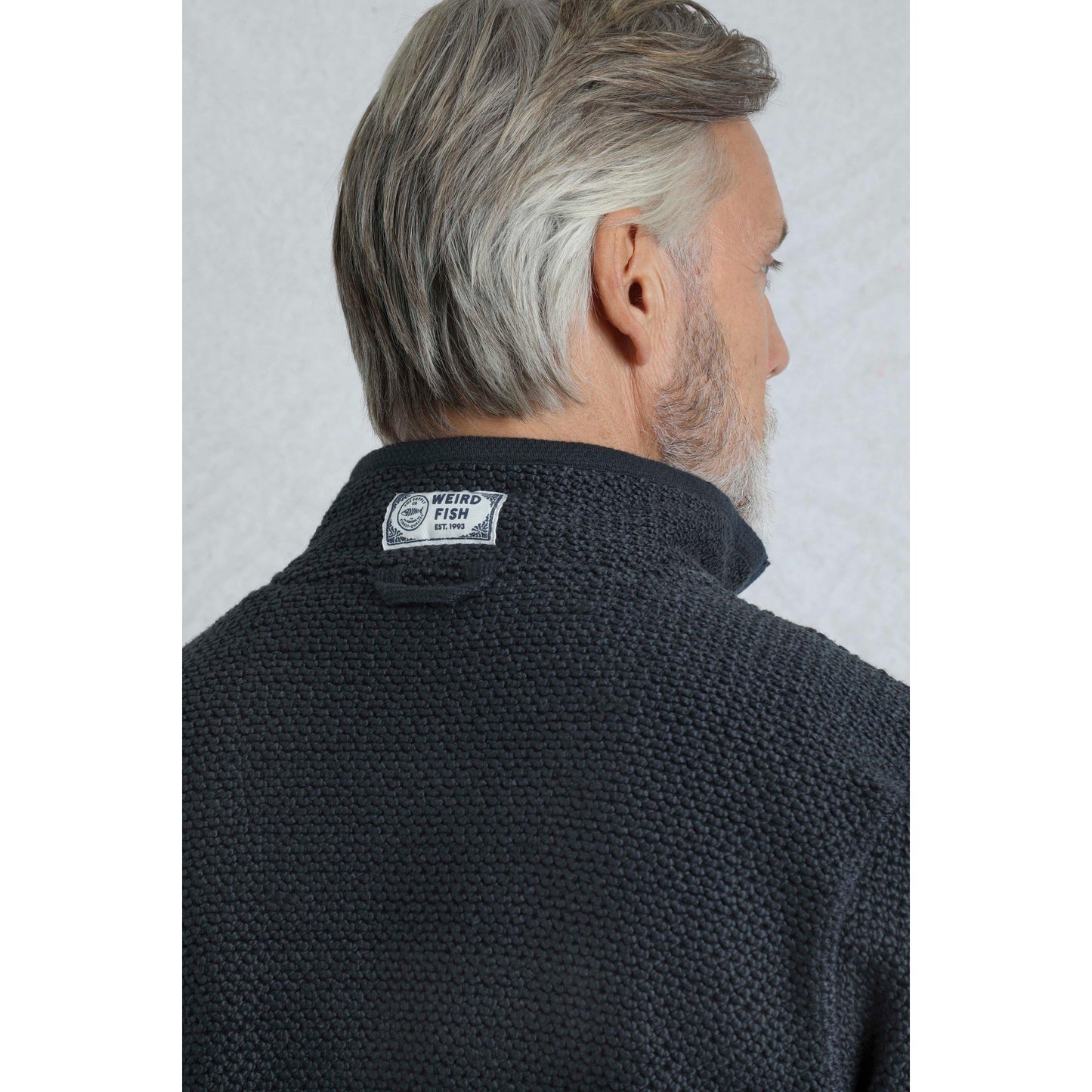 Dark Navy - Close up - Weird Fish Mens Kielder Limited Edition Macaroni Quarter Zip Pullover