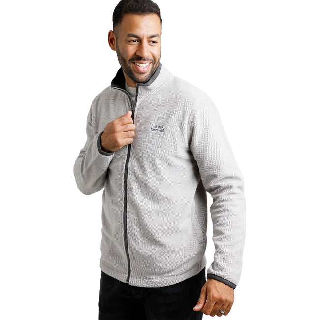 Frost Grey - Side - Weird Fish Mens Merrill Textured Eco Friendly Full Zip Fleece Top