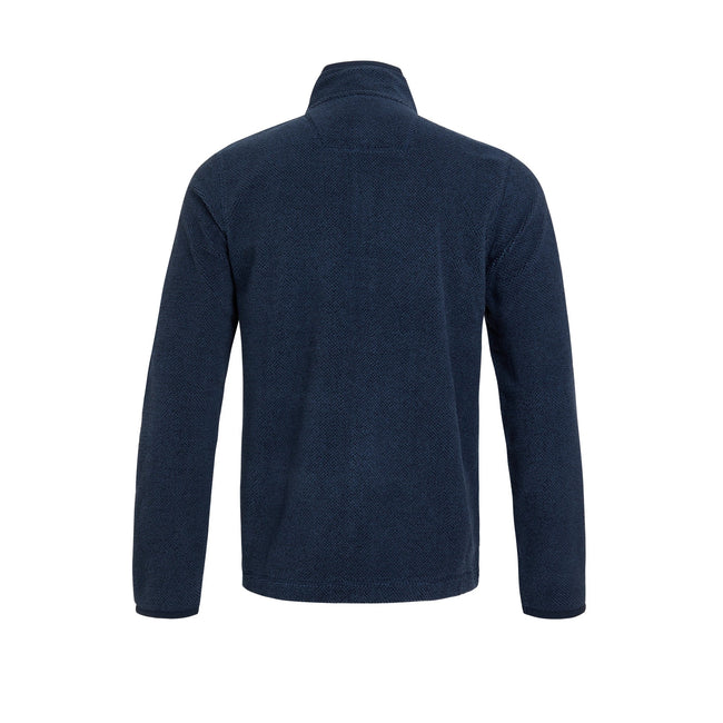 Navy - Back - Weird Fish Mens Merrill Textured Eco Friendly Full Zip Fleece Top