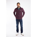 Aubergine - Side - Weird Fish Mens Merrill Textured Eco Friendly Full Zip Fleece Top