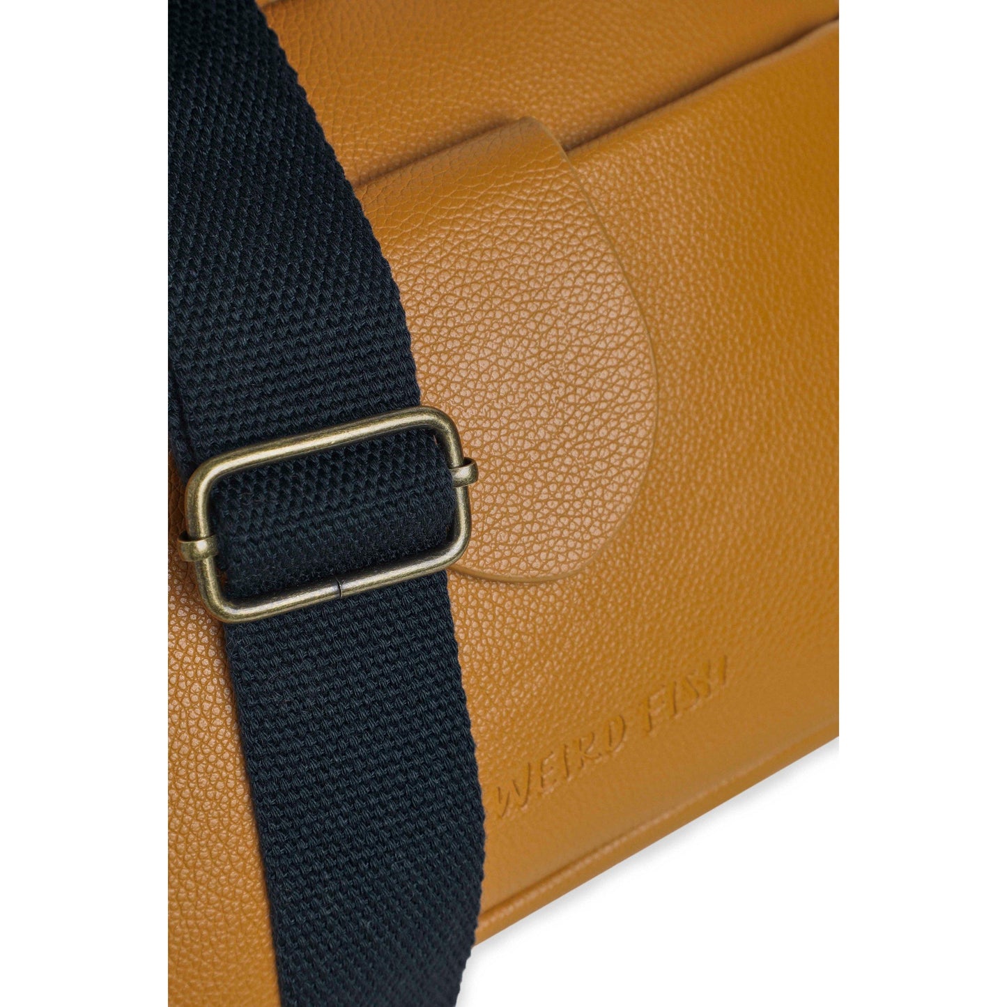 Deep Amber - Close up - Weird Fish Dion Plain Vegan Leather Crossbody Bag