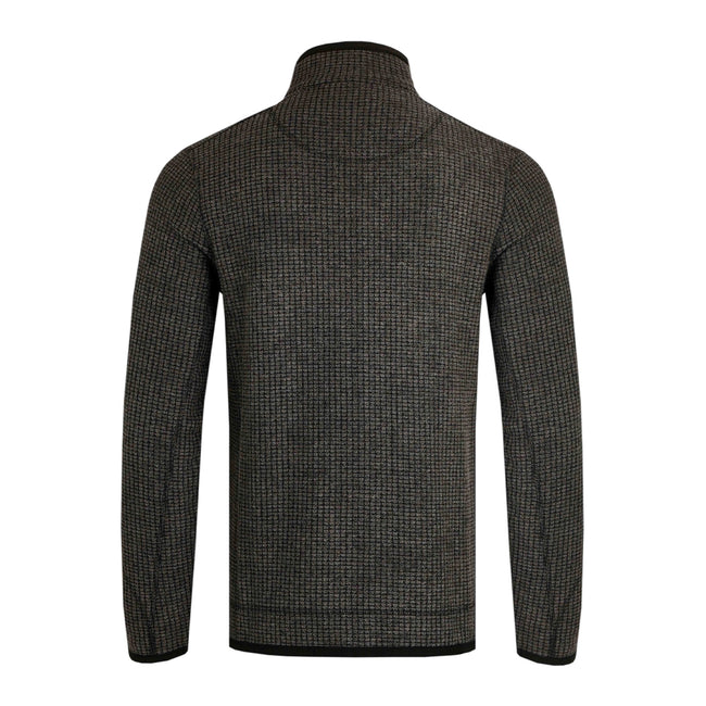 Washed Black - Back - Weird Fish Mens Rossten Grid Eco Friendly Full Zip Fleece Jacket