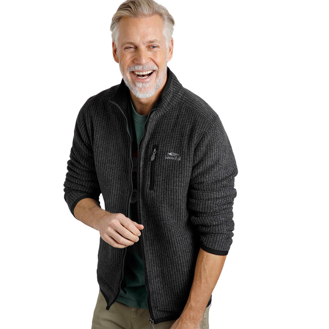 Washed Black - Side - Weird Fish Mens Rossten Grid Eco Friendly Full Zip Fleece Jacket
