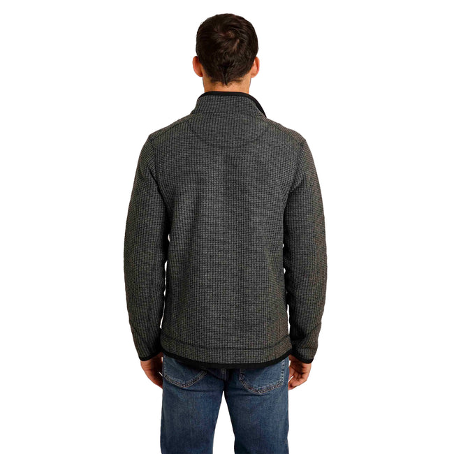 Washed Black - Lifestyle - Weird Fish Mens Rossten Grid Eco Friendly Full Zip Fleece Jacket