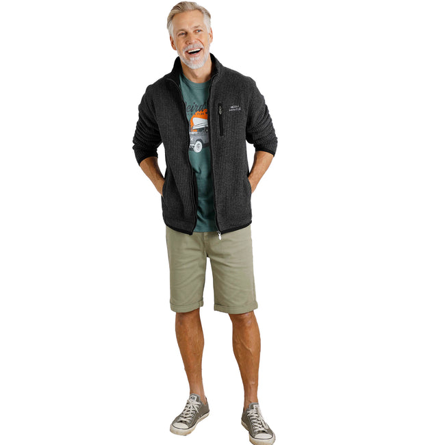 Washed Black - Pack Shot - Weird Fish Mens Rossten Grid Eco Friendly Full Zip Fleece Jacket