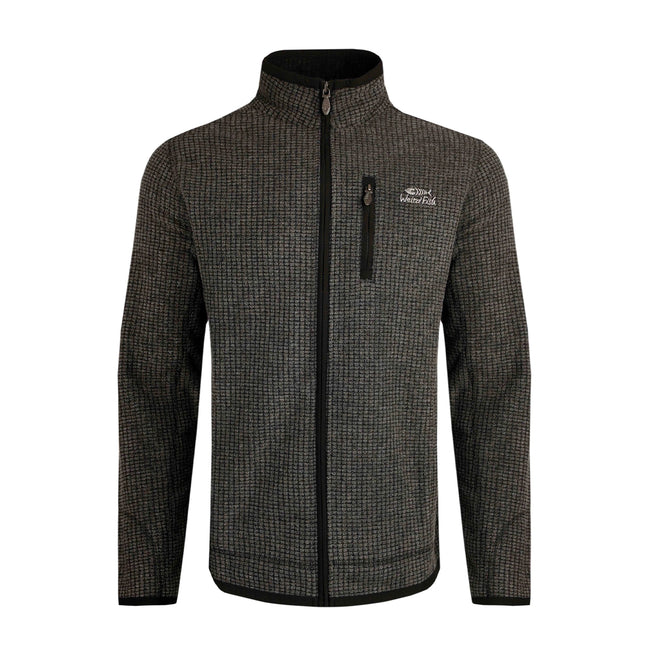 Washed Black - Front - Weird Fish Mens Rossten Grid Eco Friendly Full Zip Fleece Jacket