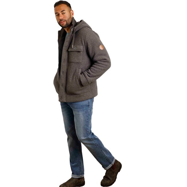 Dark Grey - Pack Shot - Weird Fish Mens Fairfield Button Front Fleece Jacket