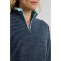 Rich Navy - Close up - Weird Fish Womens-Ladies Beye Grid Eco Friendly Quarter Zip Fleece Top
