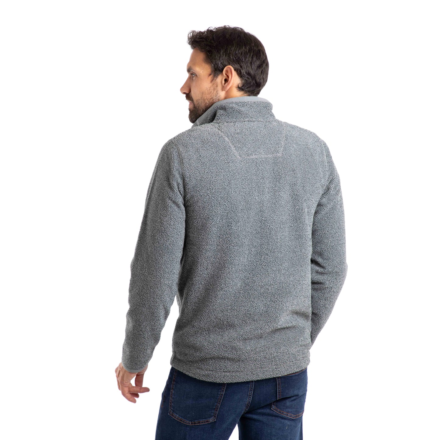 Frost Grey - Lifestyle - Weird Fish Mens Errill Textured Eco Friendly Quarter Zip Fleece Top
