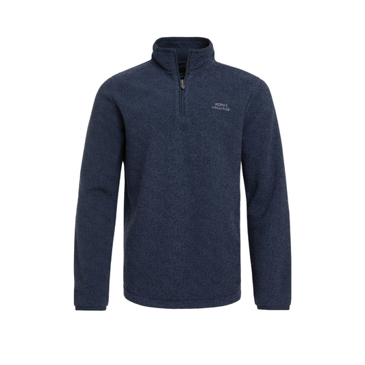 Navy - Front - Weird Fish Mens Errill Textured Eco Friendly Quarter Zip Fleece Top