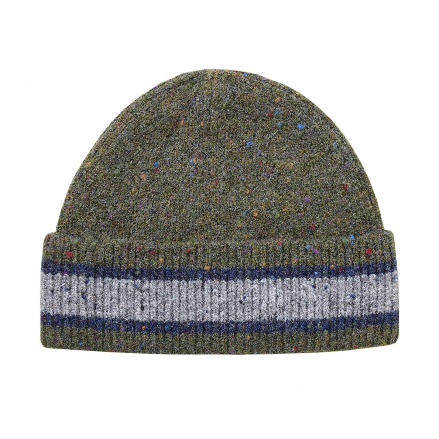 Olive Green - Back - Weird Fish Fleck Striped Beanie