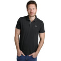 Black - Side - Weird Fish Mens Miles Pique Organic Polo Shirt