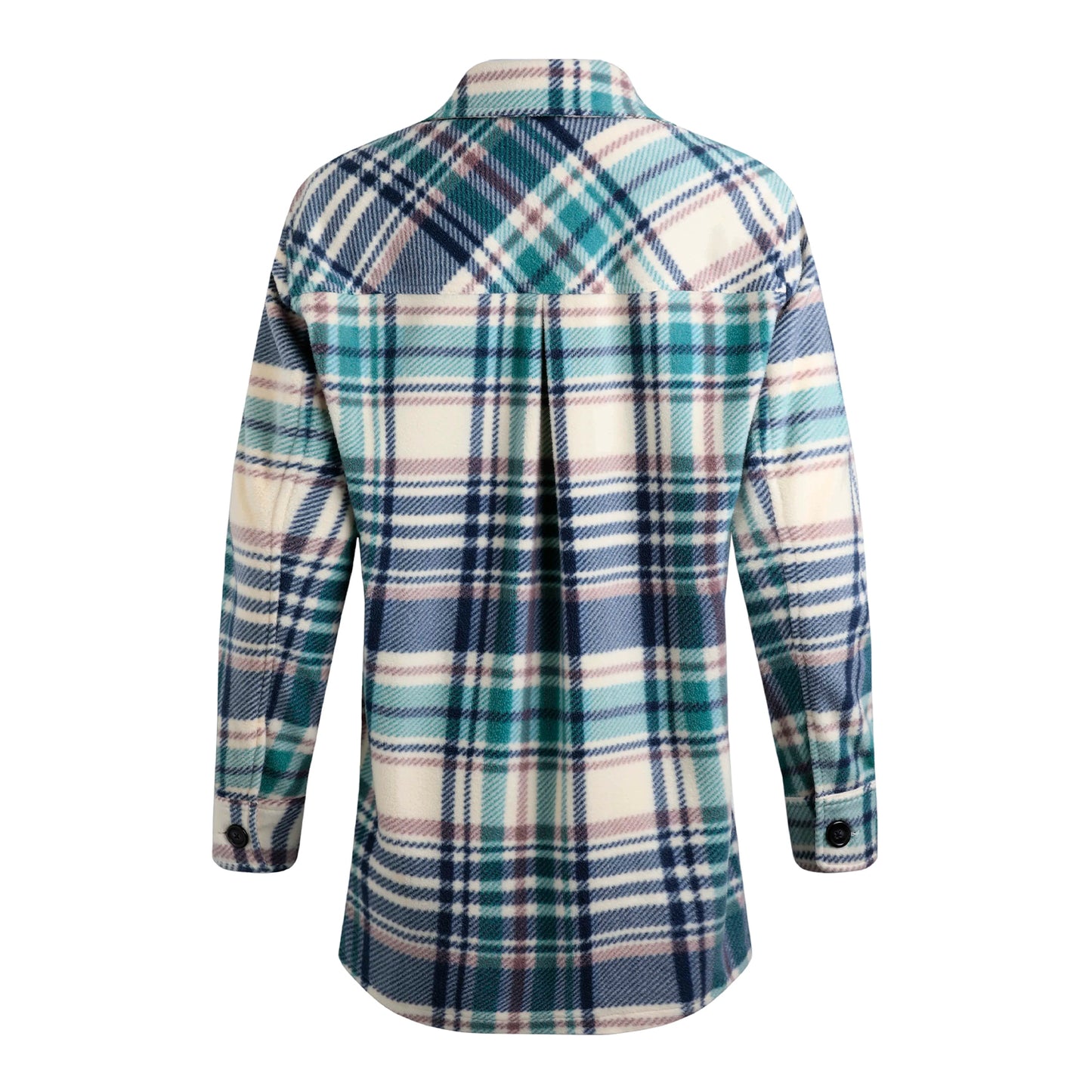 Dark Jade - Back - Weird Fish Womens-Ladies Autumn Checked Fleece Oversized Overshirt