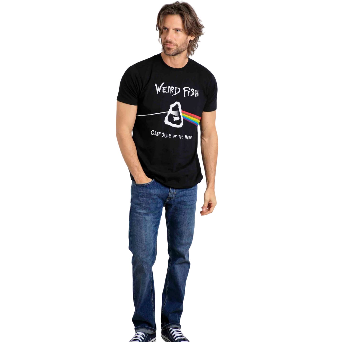 Black - Lifestyle - Weird Fish Mens Carp Side Of The Moon Pink Floyd T-Shirt