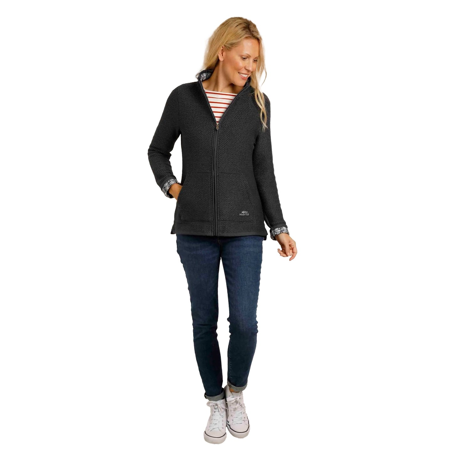 Navy - Side - Weird Fish Womens-Ladies Sontee Macaroni Eco Friendly Jacket