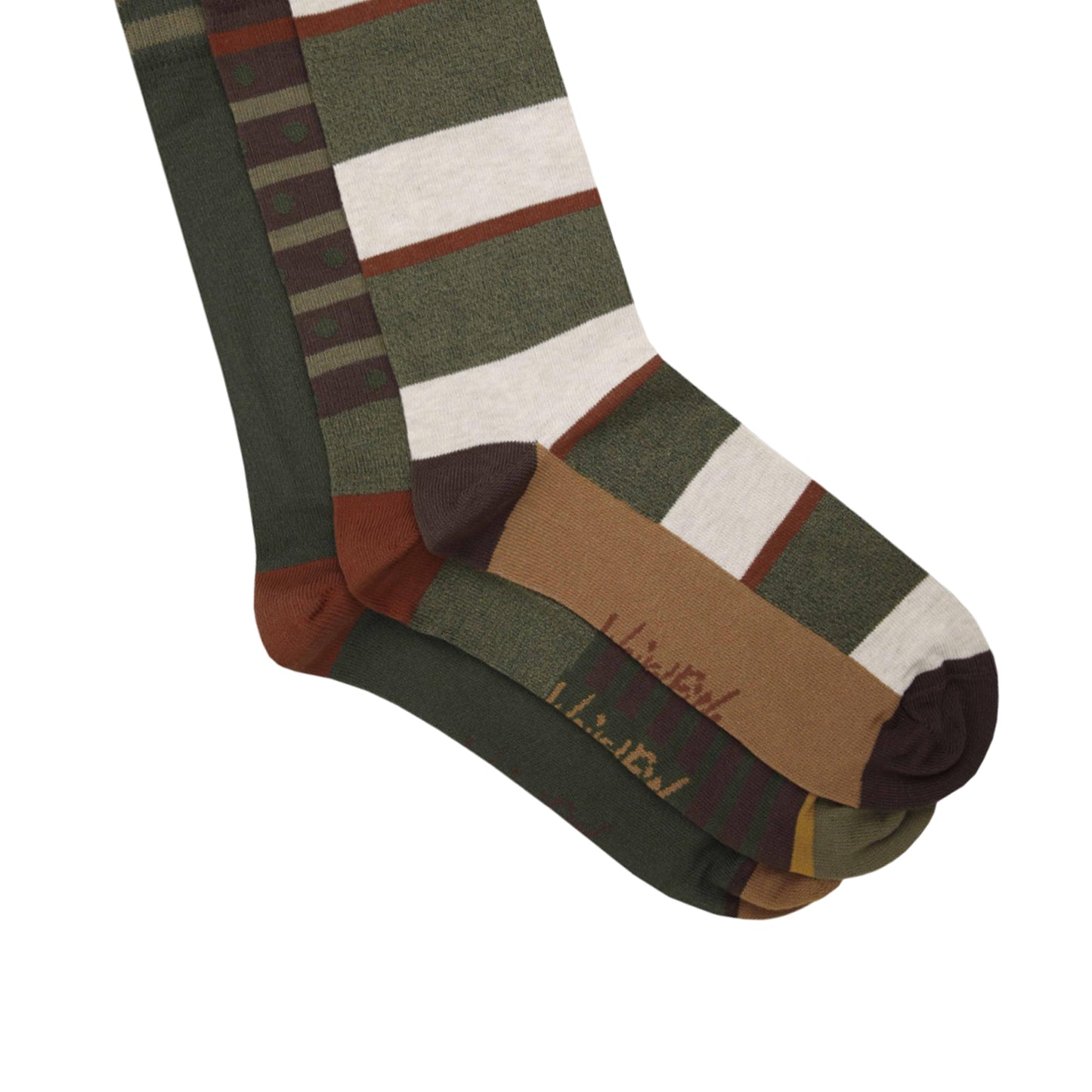 Fir Green - Back - Weird Fish Mens Wyatt Patterned Socks (Pack of 3)