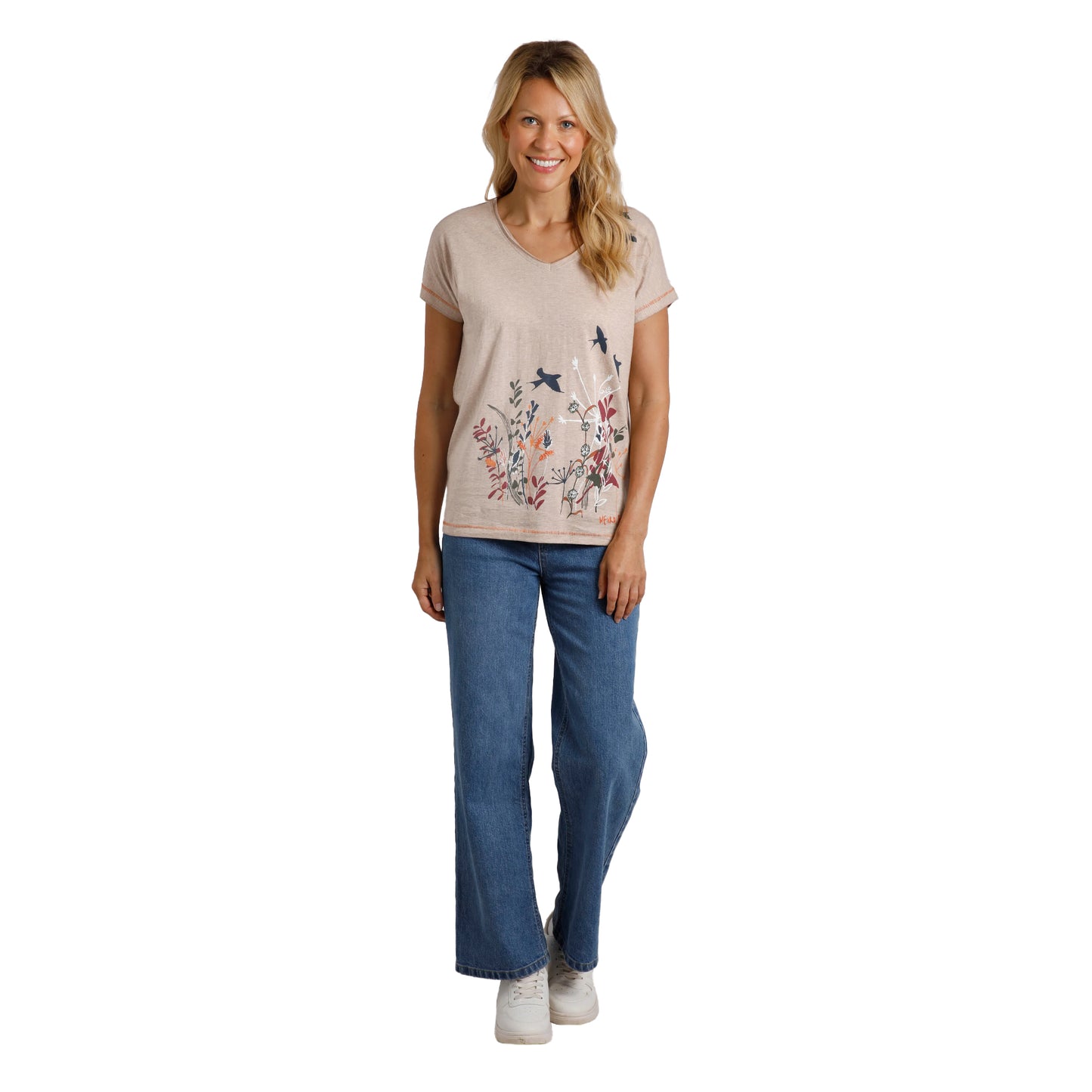 Sand Dune - Pack Shot - Weird Fish Womens-Ladies Swirling Swallows Marl Organic T-Shirt