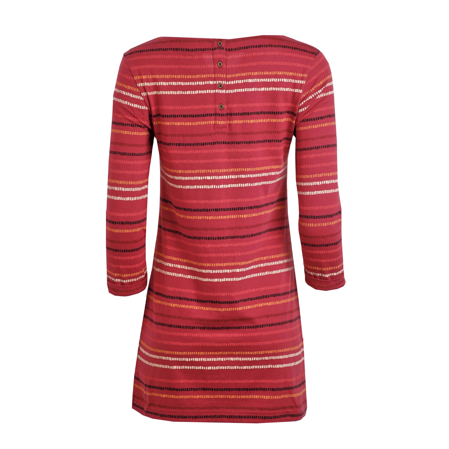 Dark Pink - Back - Weird Fish Womens-Ladies Charlotte Striped Jersey Organic Tunic