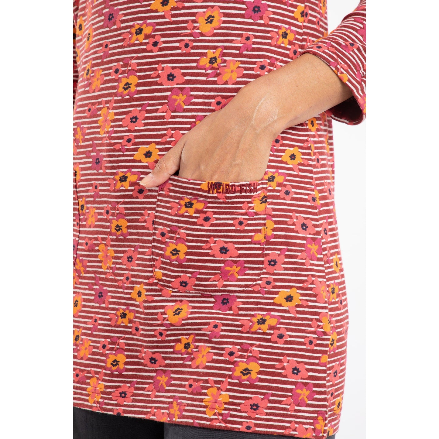 Rust - Lifestyle - Weird Fish Womens-Ladies Charlotte Striped Jersey Organic Tunic
