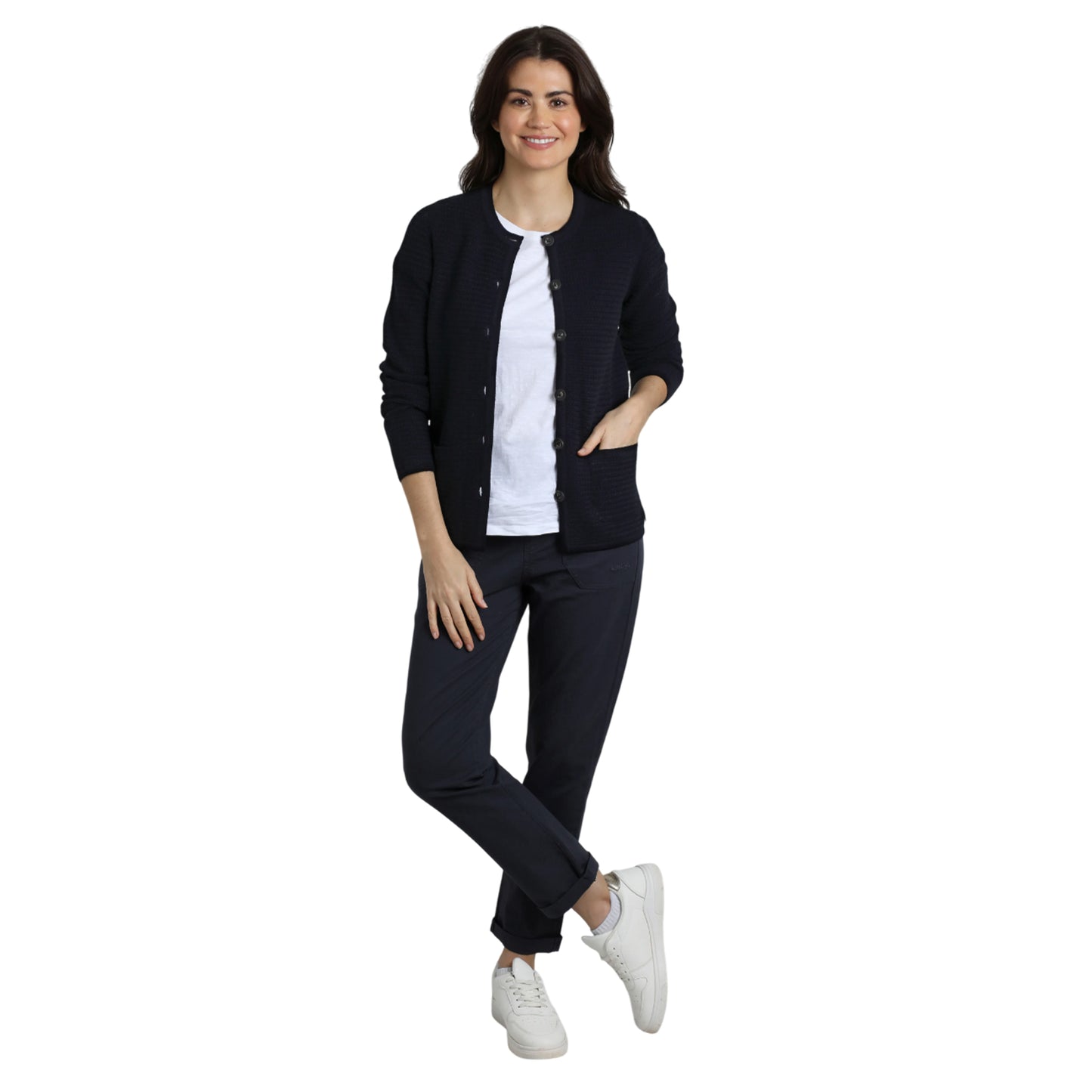 Navy - Pack Shot - Weird Fish Womens-Ladies Hayley Knitted Cardigan