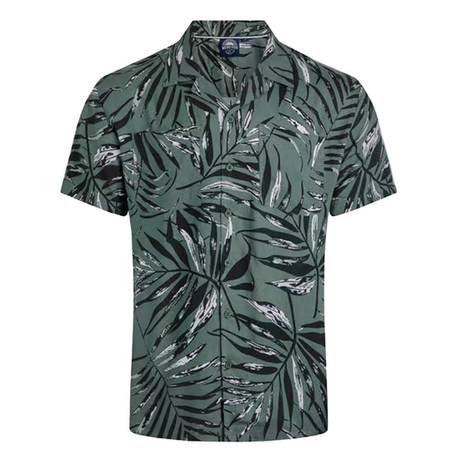 Army Green - Front - Weird Fish Mens Holborn Hawaiian Eco Viscose Shirt