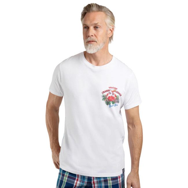 White - Pack Shot - Weird Fish Mens Crabby Shack Back Print T-Shirt