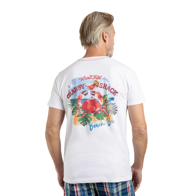 White - Close up - Weird Fish Mens Crabby Shack Back Print T-Shirt