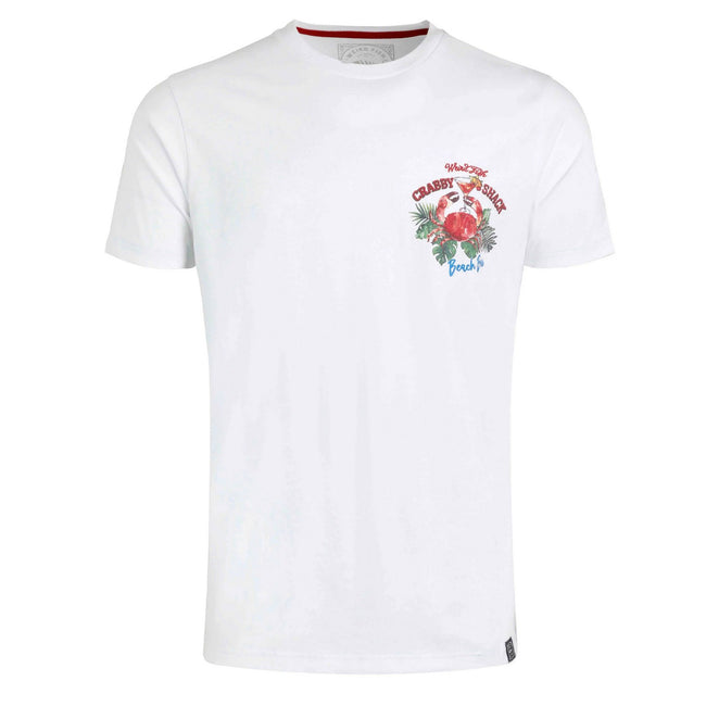 White - Front - Weird Fish Mens Crabby Shack Back Print T-Shirt