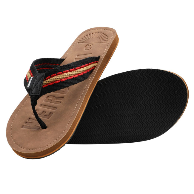 Caramel - Lifestyle - Weird Fish Mens Malham Faux Leather Flip Flops