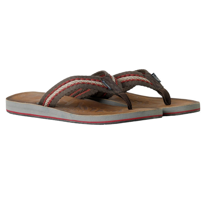 Antique Tan - Front - Weird Fish Mens Malham Faux Leather Flip Flops