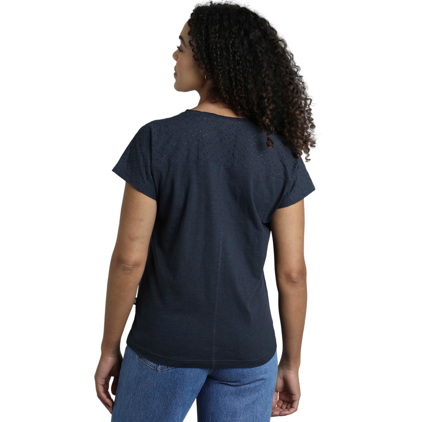 Navy - Close up - Weird Fish Womens-Ladies Pernille Cut Out T-Shirt