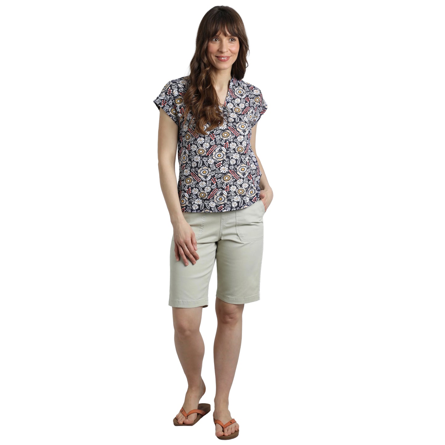Navy - Pack Shot - Weird Fish Womens-Ladies Alia Printed Jersey Top